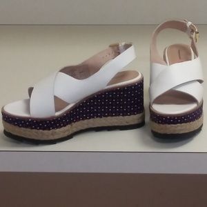 👠White/Navy/Red Wedge Heels👠